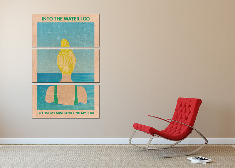 Into the Water blonde 3 Split Panel Canvas Print featuring three elegant panels with a serene water theme.