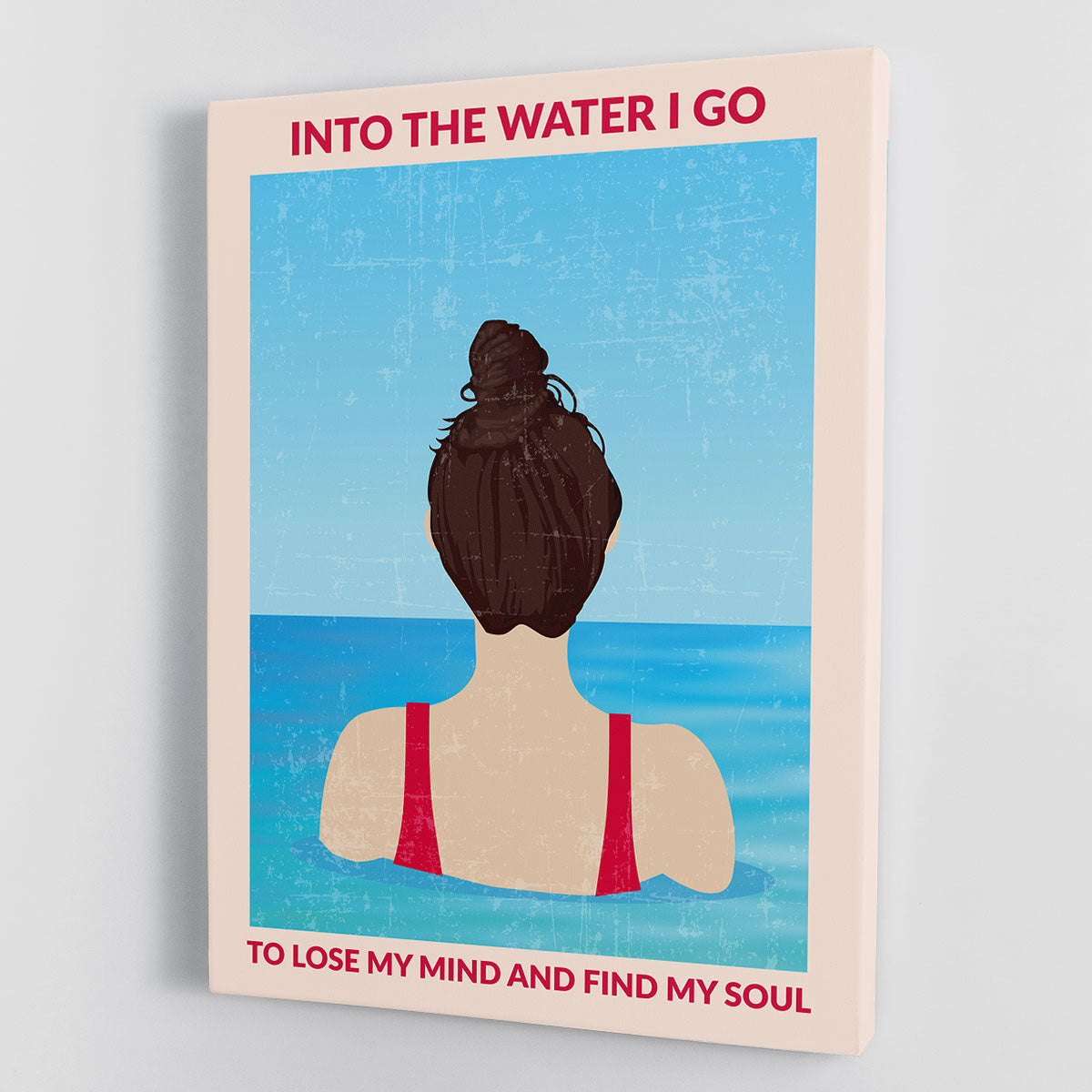 Into the Water red canvas print showcasing vibrant red tones and dynamic imagery, perfect for modern decor.