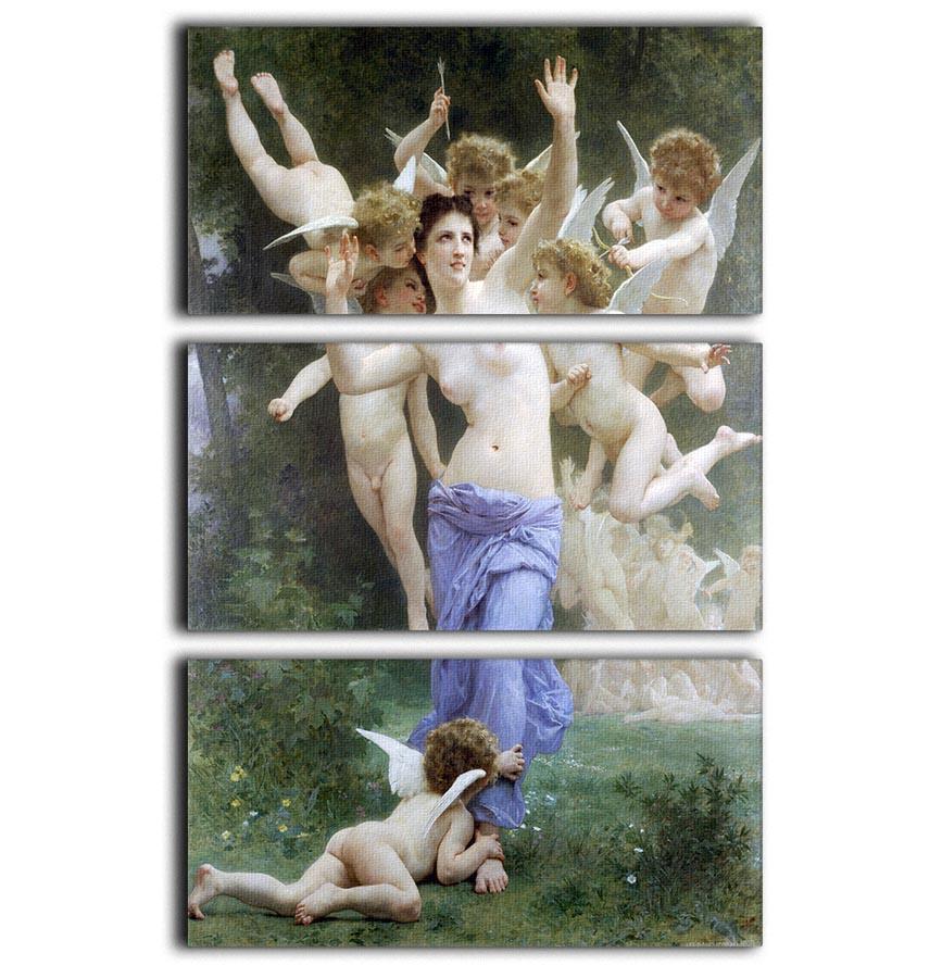 Invation By Bouguereau 3 Split Panel Canvas Print showcasing elegant artwork in three panels, perfect for home decor.