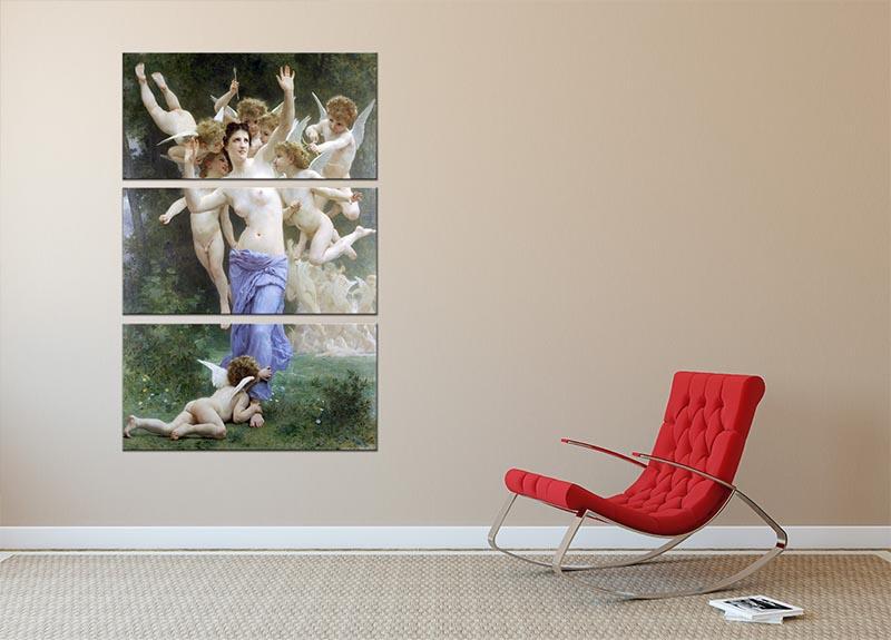 Invation By Bouguereau 3 Split Panel Canvas Print showcasing elegant artwork in three panels, perfect for home decor.