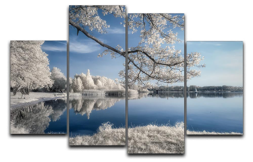 Irenkowo 4 Split Panel Canvas artwork displayed in a modern living room setting, showcasing vibrant colors and dynamic design.