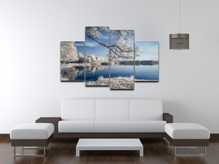 Irenkowo 4 Split Panel Canvas artwork displayed in a modern living room setting, showcasing vibrant colors and dynamic design.