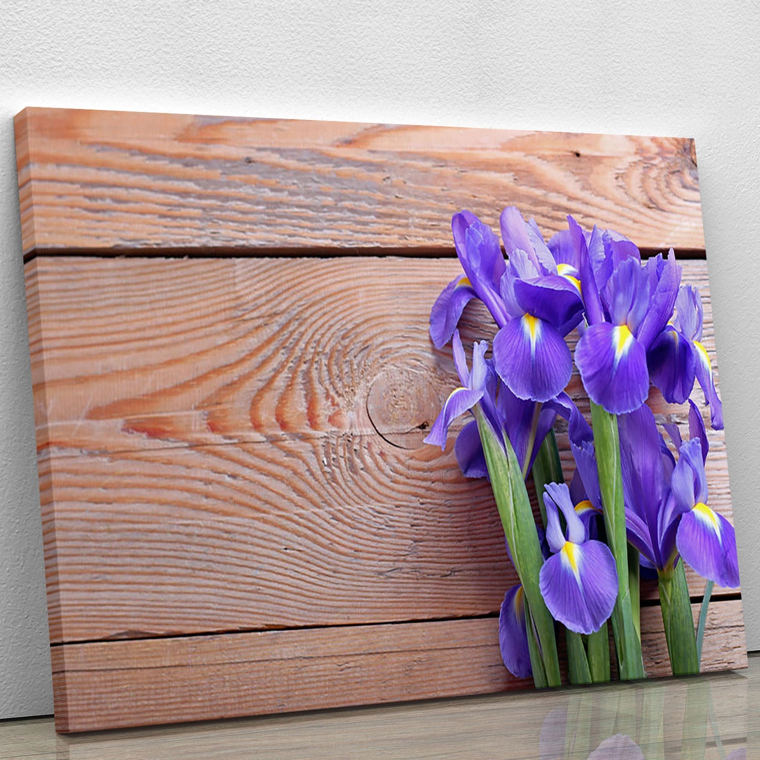 A vibrant Iris flower on an old wooden background, showcasing intricate details and rich colors, perfect for home decor.