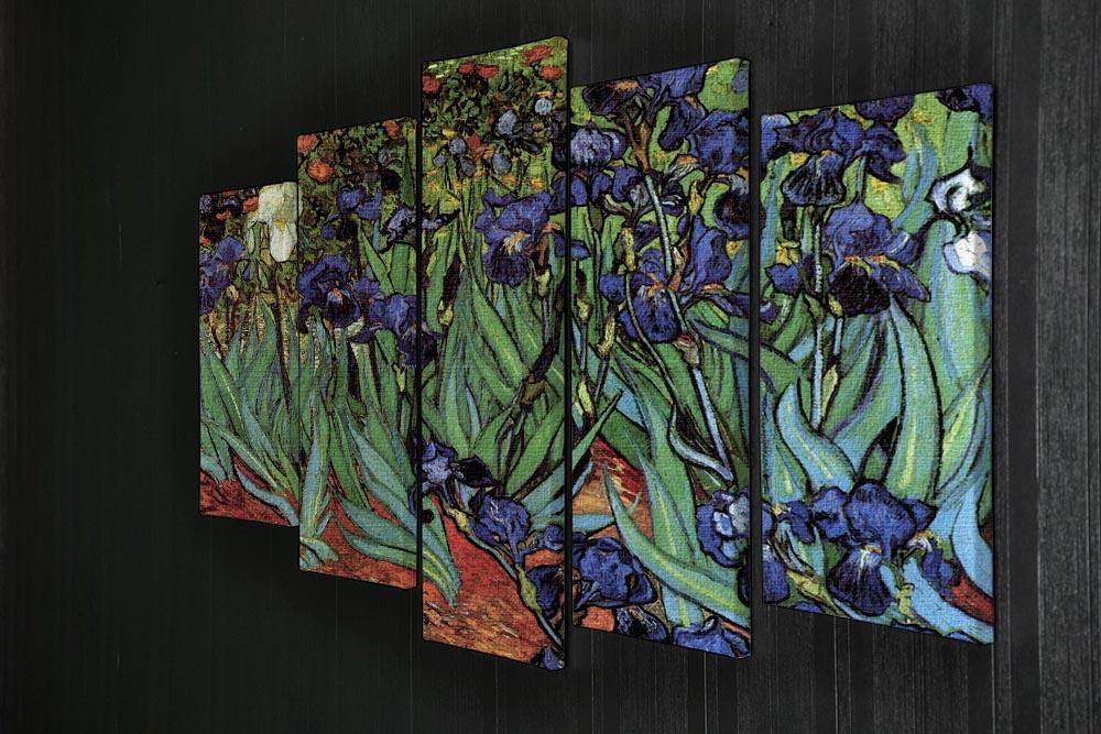 A vibrant 5-split canvas artwork featuring Van Gogh's Irises 2, showcasing rich colors and dynamic design.
