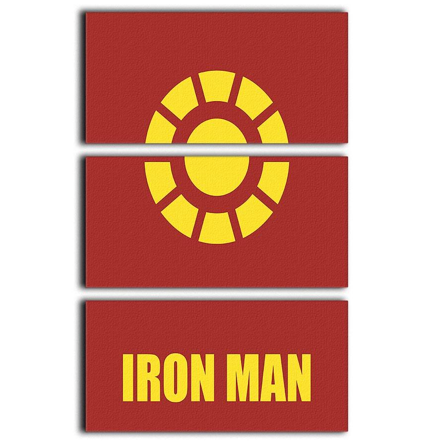 Iron Man Minimal Movie 3 Split Panel Canvas Print featuring three panels with a sleek design, perfect for modern decor.