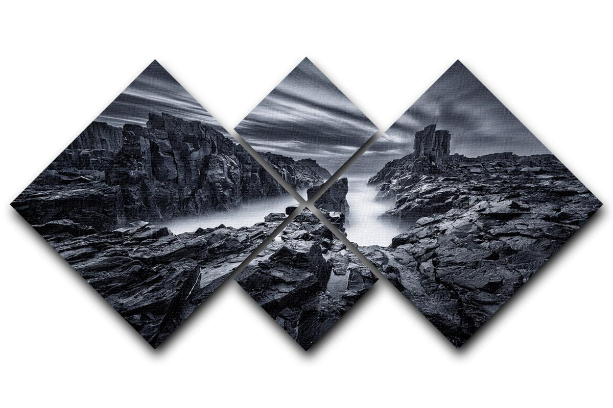 Iron World 4 Square Multi Panel Canvas artwork featuring four equal square sections, showcasing a harmonious and vibrant design.