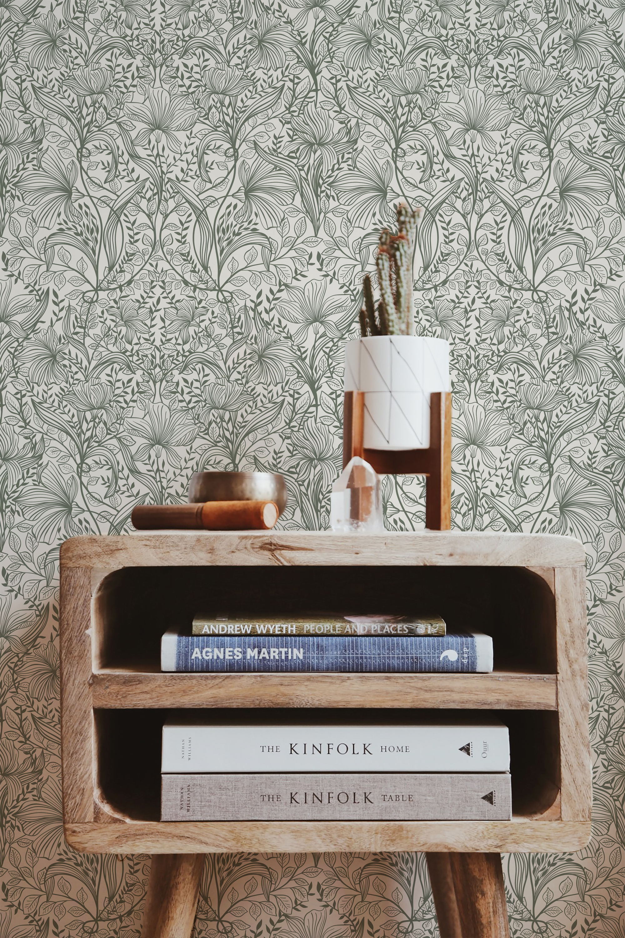 Isabella Wallpaper in Sage featuring a modern design, perfect for home decor.