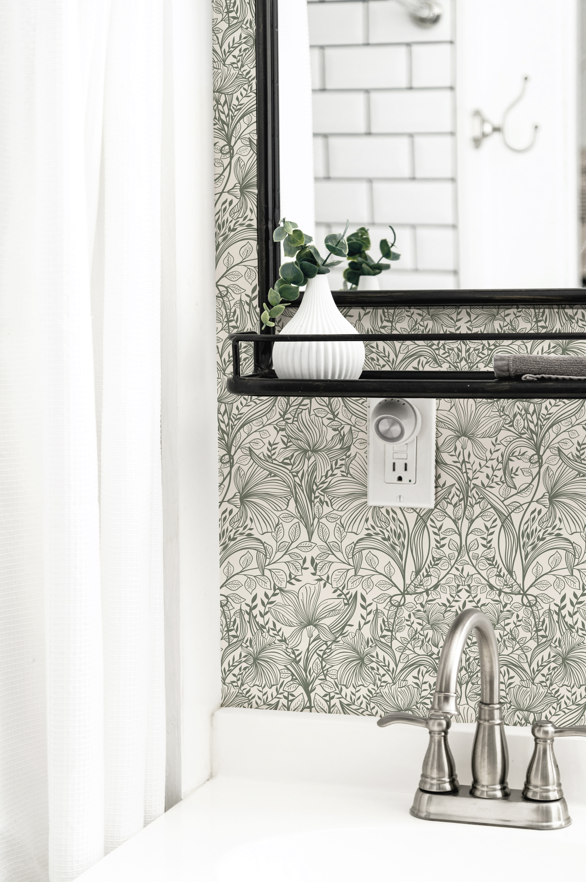 Isabella Wallpaper in Sage featuring a modern design, perfect for home decor.