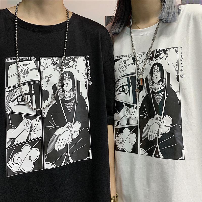 Itachi Uchiha Man summer t-shirt featuring an oversized fit, short sleeves, and a crew neck design, made from 100% cotton in a natural color.
