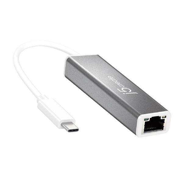 J5create JCE133G USB-C to Gigabit Ethernet Adaptor with RJ-45 connector, designed for fast internet connectivity.