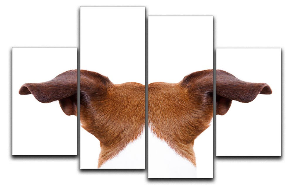 A beautiful 4 split panel canvas featuring a Jack Russell dog looking and staring, showcasing vibrant colors and detailed artwork.