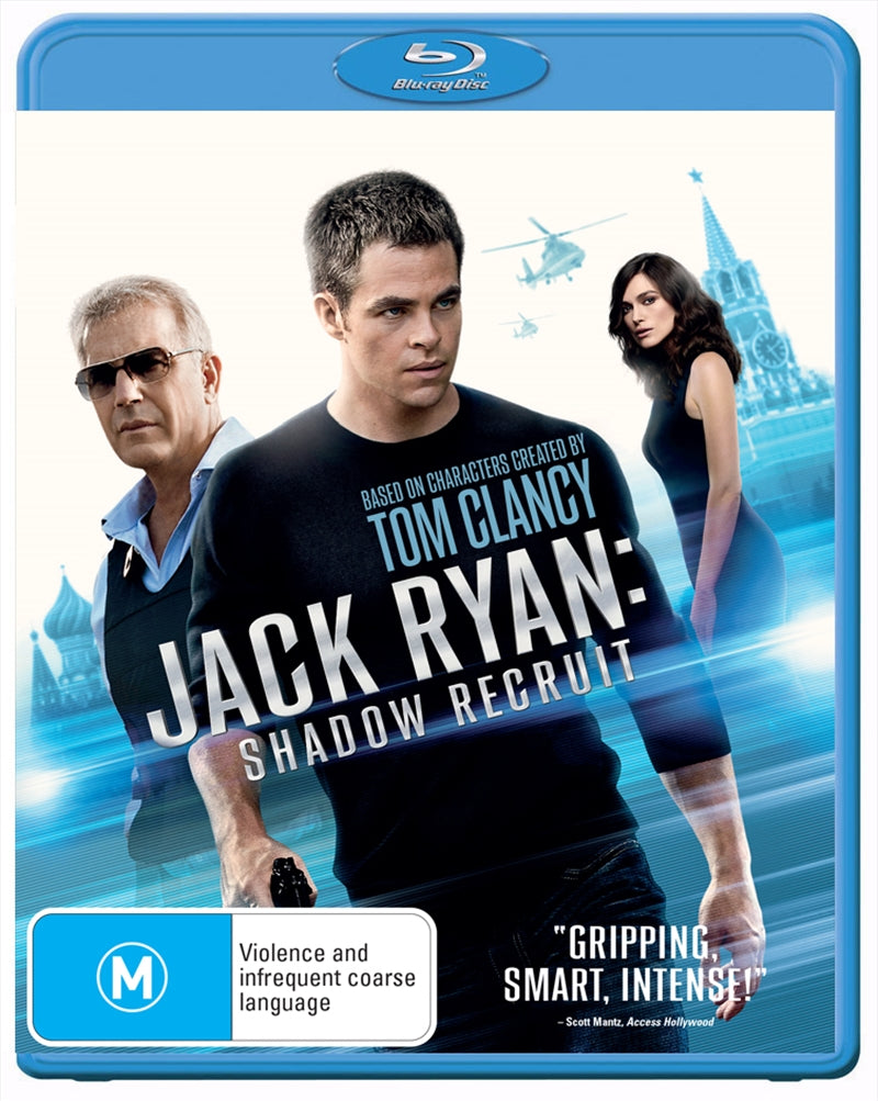 Jack Ryan: Shadow Recruit Blu-ray cover featuring Chris Pine in action.