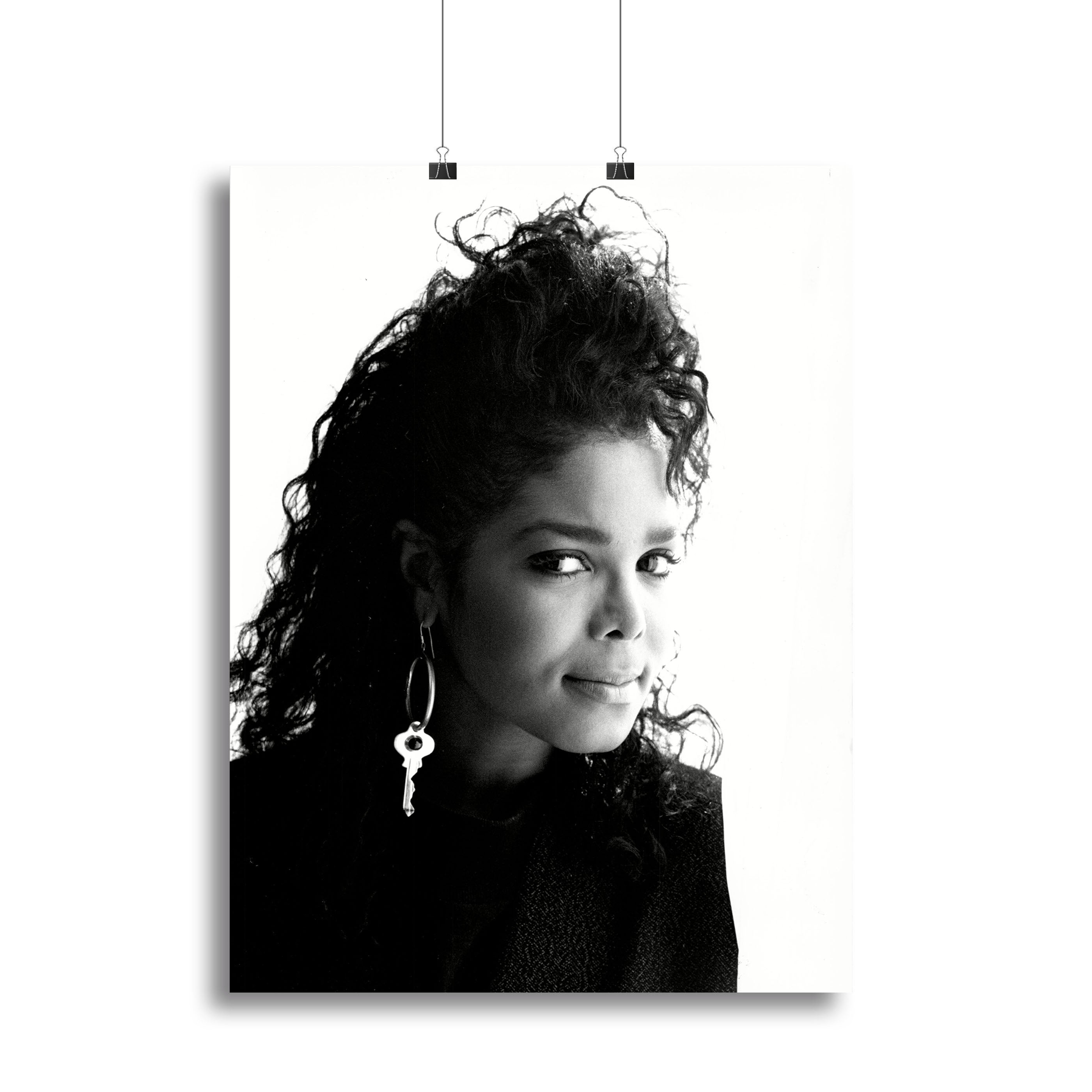 Canvas print of Janet Jackson from 1987, showcasing her iconic style and vibrant colors.