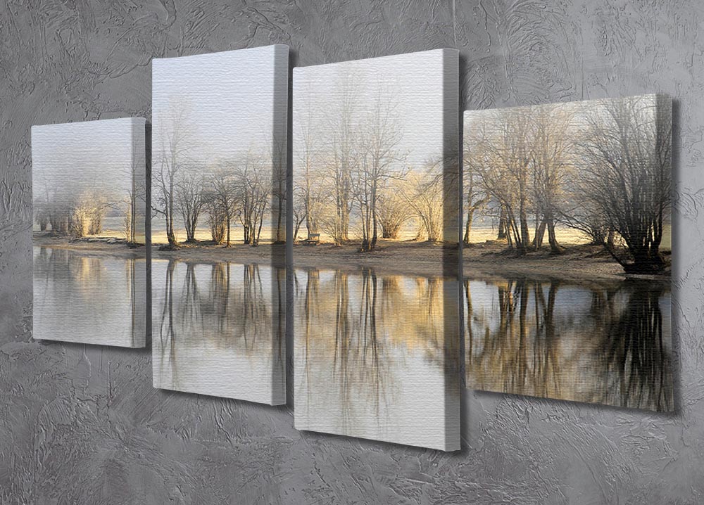 January Morning 4 Split Panel Canvas artwork featuring vibrant colors and a dynamic design, divided into four equal sections for a multi-dimensional effect.