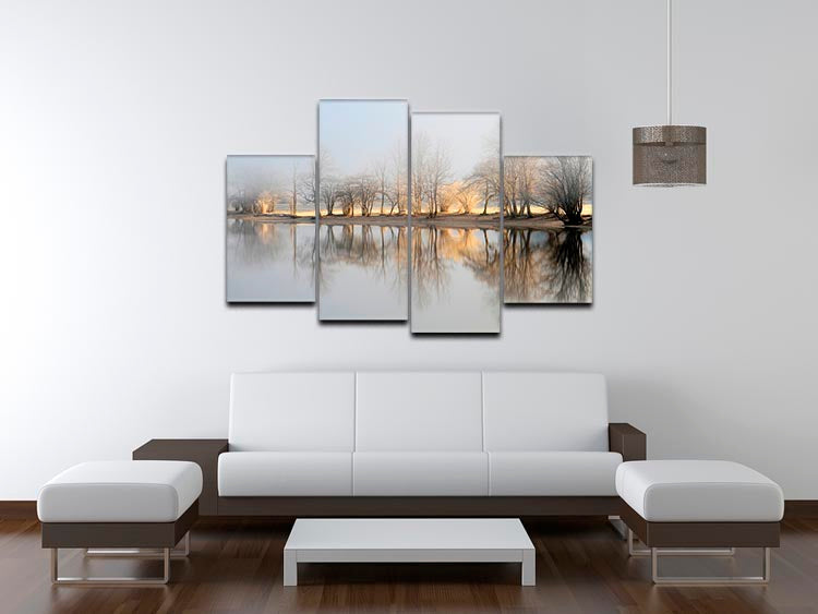 January Morning 4 Split Panel Canvas artwork featuring vibrant colors and a dynamic design, divided into four equal sections for a multi-dimensional effect.
