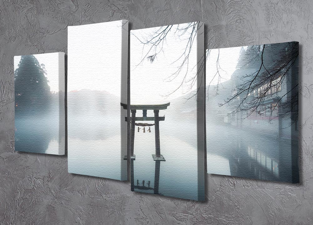 Japan 4 Split Panel Canvas artwork featuring serene landscapes in four sections, creating a cohesive and dynamic visual effect.