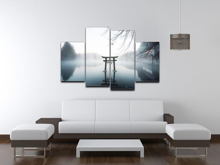 Japan 4 Split Panel Canvas artwork featuring serene landscapes in four sections, creating a cohesive and dynamic visual effect.