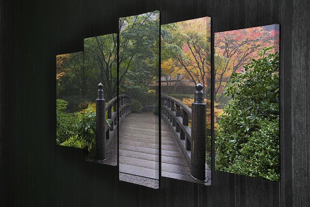 A stunning 5-panel canvas artwork depicting a Japanese garden in autumn, showcasing vibrant fall colors and serene natural beauty.