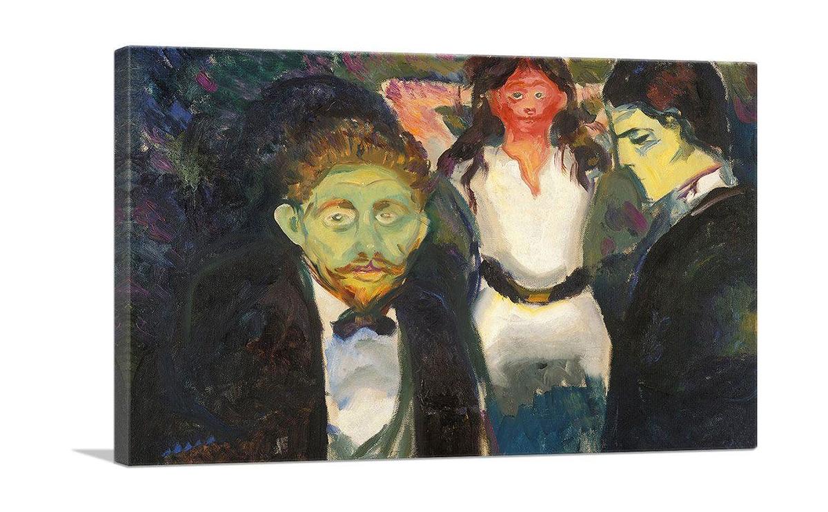 Jealousy 1907 canvas art featuring modern abstract design with vibrant colors, perfect for home decor.