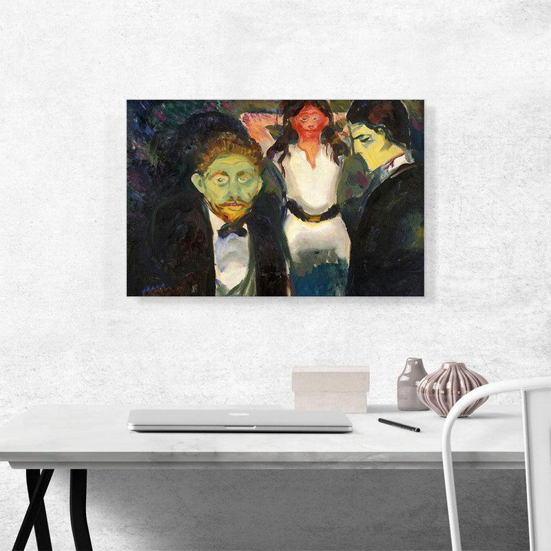 Jealousy 1907 canvas art featuring modern abstract design with vibrant colors, perfect for home decor.
