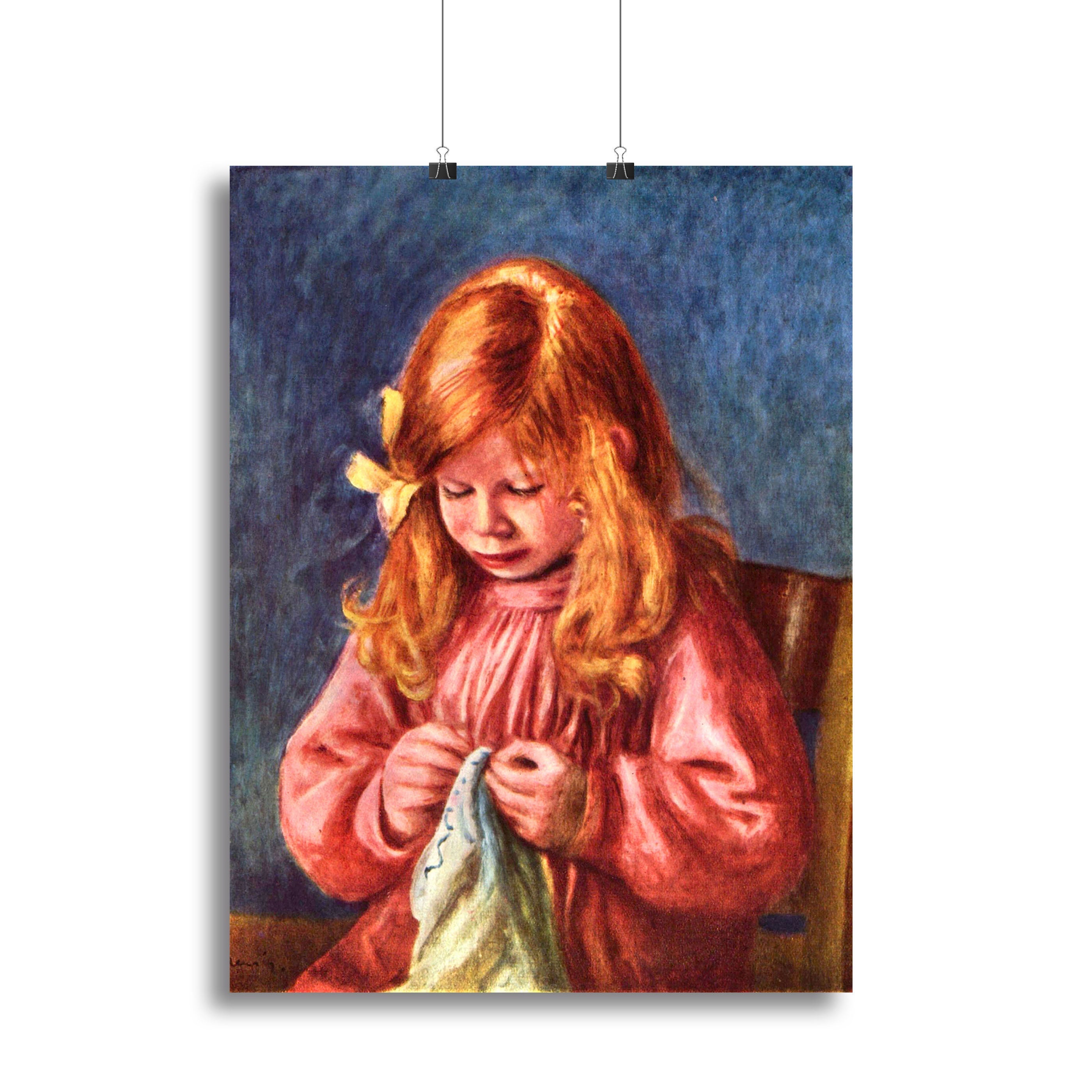 Jean Renoir sewing canvas print showcasing vibrant colors and artistic detail, perfect for home decor.