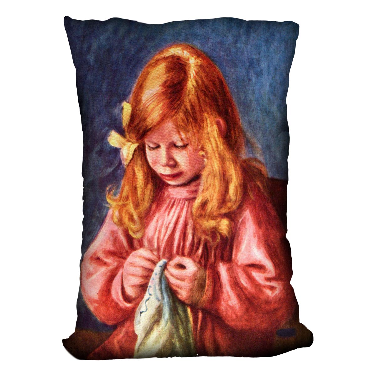 Jean Renoir sewing by Renoir Cushion featuring vibrant abstract designs on luxurious vegan faux suede, perfect for home decor.