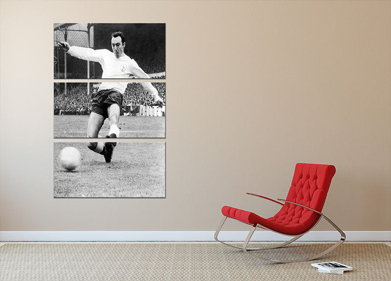 Jimmy Greaves 1966 3 Split Panel Canvas Print featuring three panels showcasing iconic football imagery.