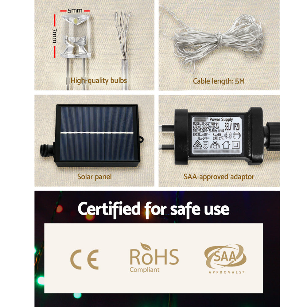 Jingle Jollys 3M Christmas String Lights with 200 LED bulbs in a cascading design, perfect for festive decorations.