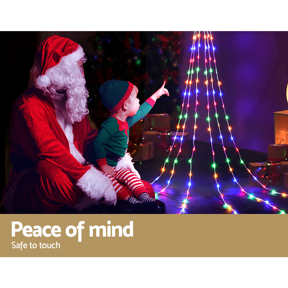 Jingle Jollys 3M Christmas String Lights with 200 LED bulbs in a cascading design, perfect for festive decorations.