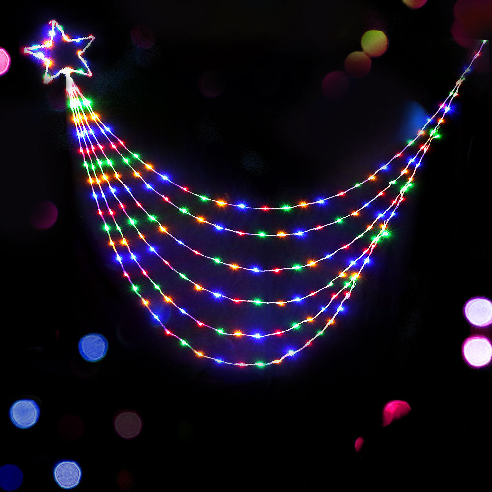 Jingle Jollys 3M Christmas String Lights with 200 LED bulbs in a cascading design, perfect for festive decorations.