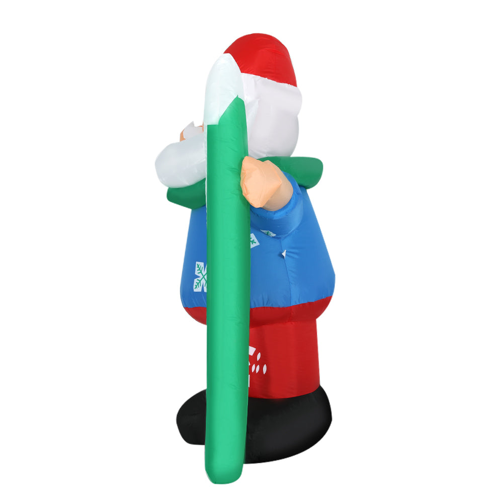 Jingle Jollys Christmas Inflatable Santa, 1.6M tall, featuring built-in LED lights and water-repellent material, perfect for outdoor decorations.