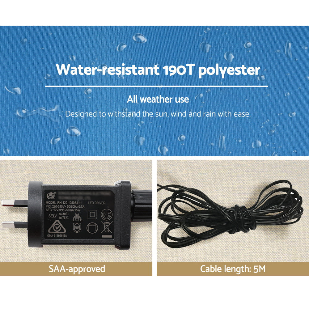 Jingle Jollys Christmas Inflatable Santa, 1.6M tall, featuring built-in LED lights and water-repellent material, perfect for outdoor decorations.