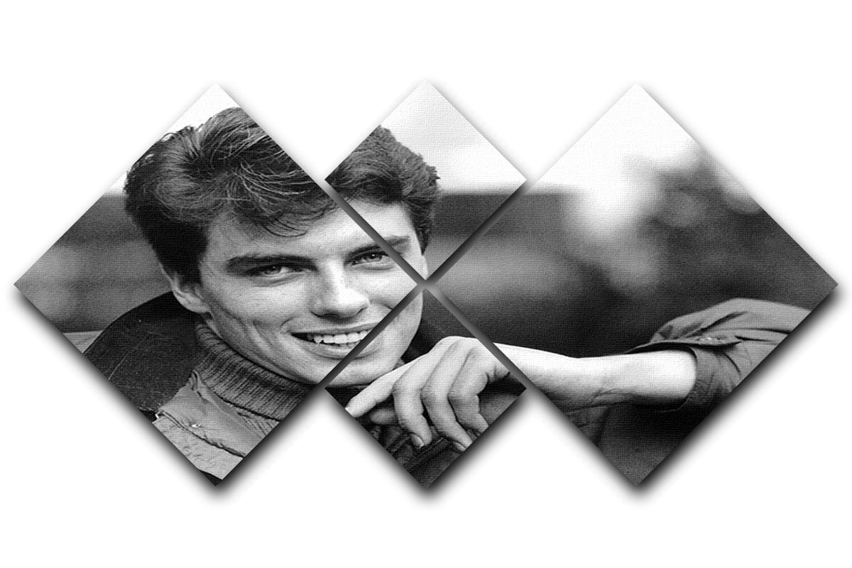 A vibrant 4-square multi-panel canvas featuring John Barrowman in 1989, showcasing his charisma and talent in a striking arrangement.