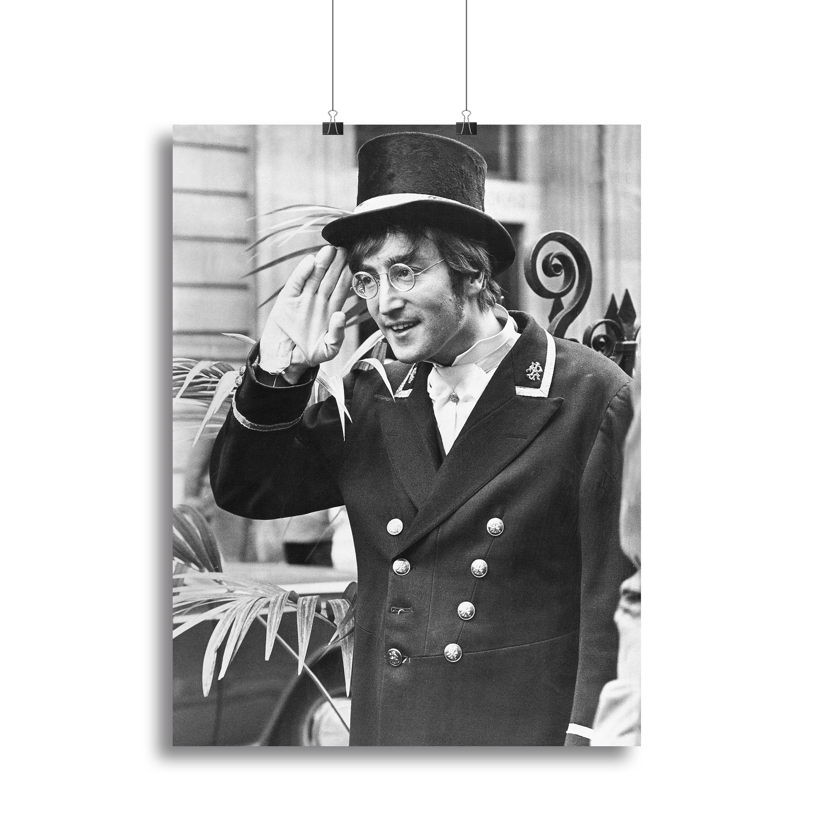 Canvas print of John Lennon dressed as a commissionaire, showcasing vibrant colors and intricate details.
