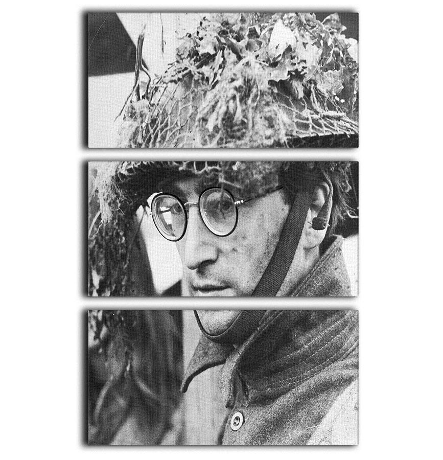 John Lennon 3-panel canvas print featuring a scene from How I Won the War, showcasing vibrant colors and detailed artwork.