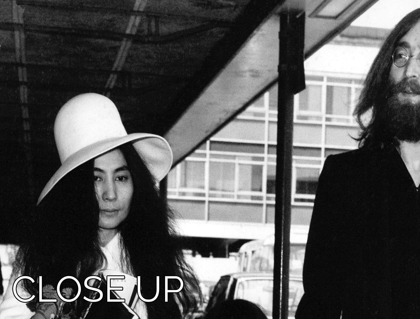 Three-panel canvas print featuring John Lennon, Yoko Ono, and Kyoko, showcasing vibrant colors and artistic design.