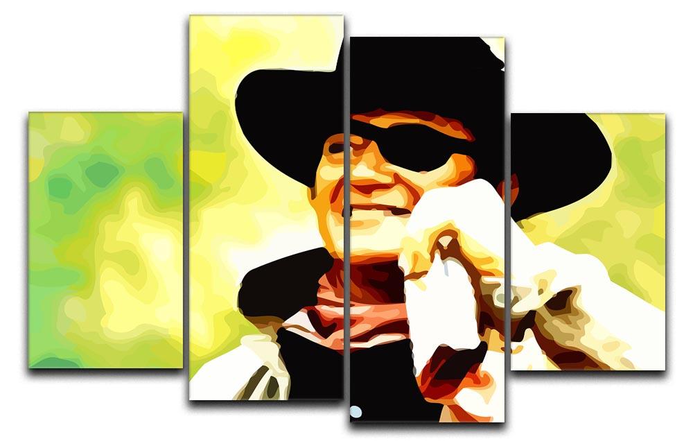 John Wayne 4 Split Panel Canvas artwork featuring four panels that create a cohesive image of the iconic actor.