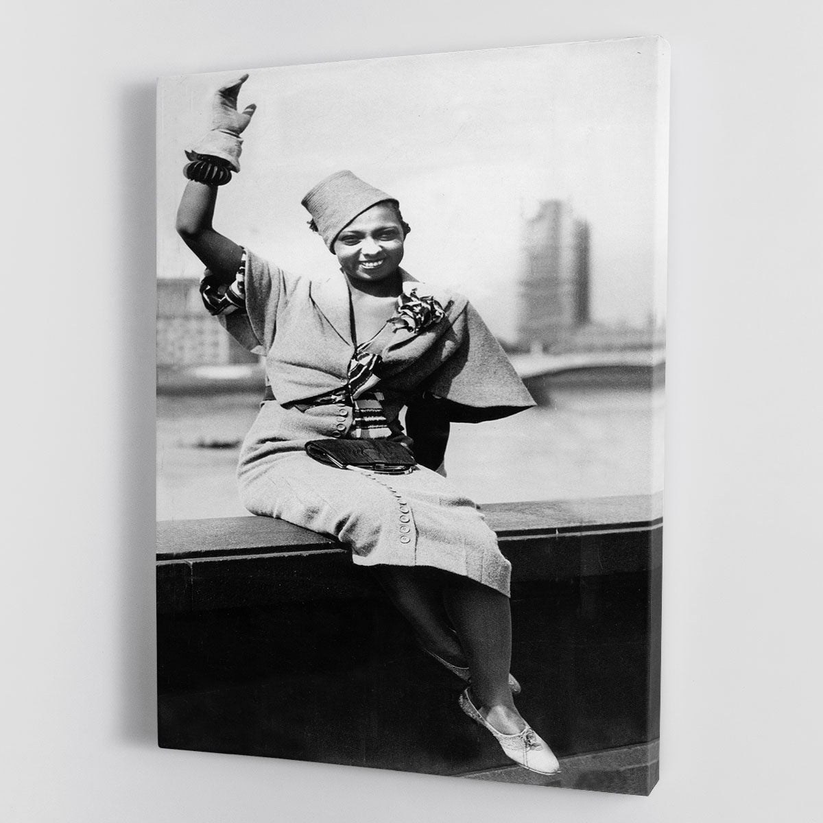 Canvas print or poster featuring Josephine Baker in 1933, showcasing her elegance and iconic style.