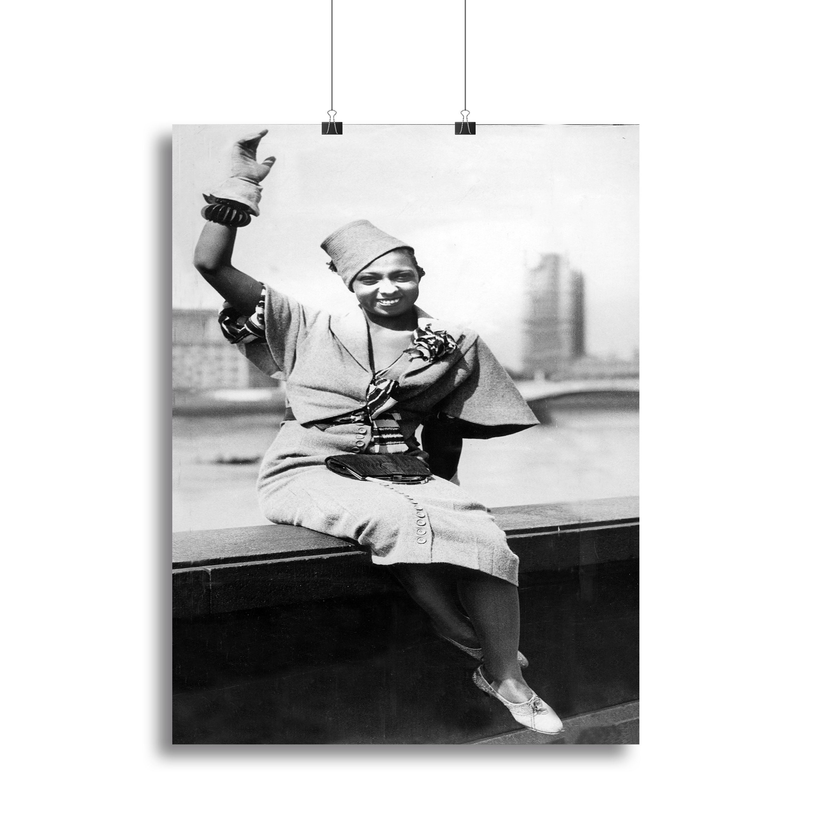 Canvas print or poster featuring Josephine Baker in 1933, showcasing her elegance and iconic style.