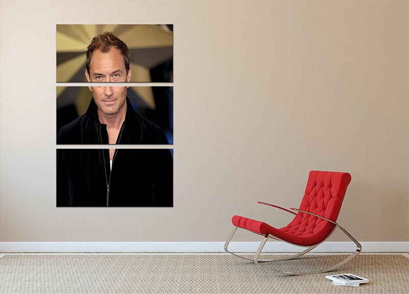 Jude Law 3 Split Panel Canvas Print showcasing three high-quality canvases with a cohesive design, perfect for home decor.
