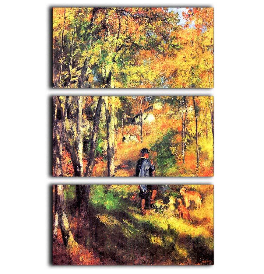 A beautiful 3-panel canvas print featuring Renoir's artwork of Jules le Coeur and his dogs, showcasing vibrant colors and intricate details.