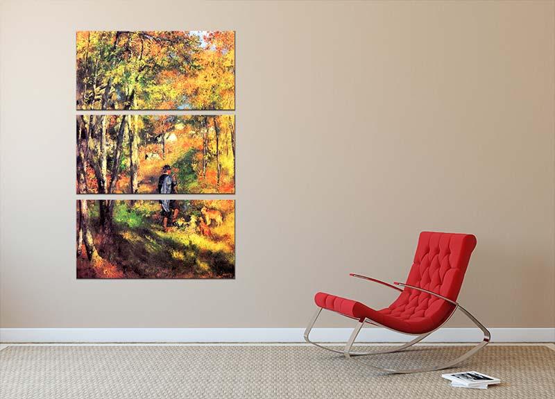A beautiful 3-panel canvas print featuring Renoir's artwork of Jules le Coeur and his dogs, showcasing vibrant colors and intricate details.