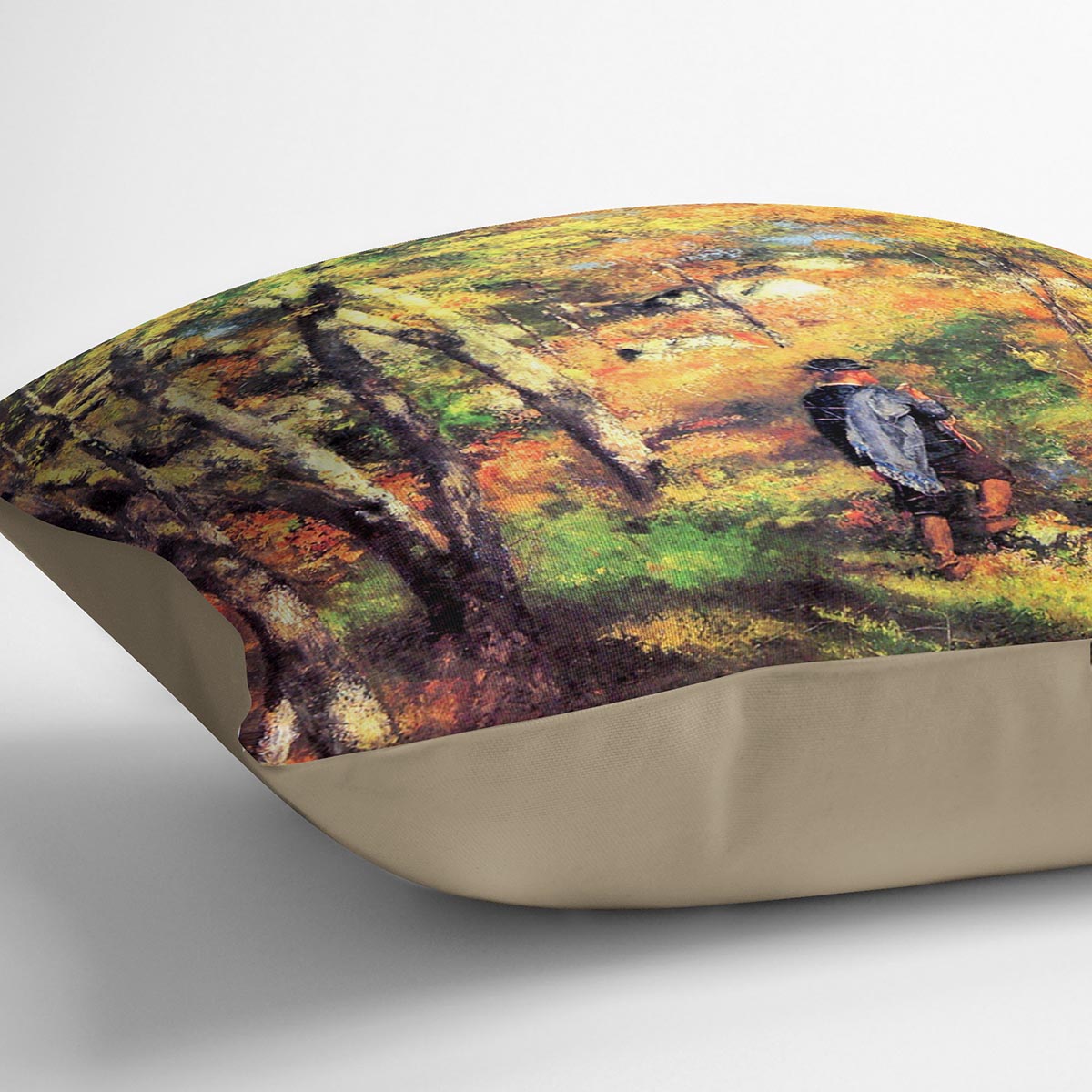 Jules le Coeur and his dogs by Renoir cushion featuring vibrant abstract design on luxurious vegan faux suede.