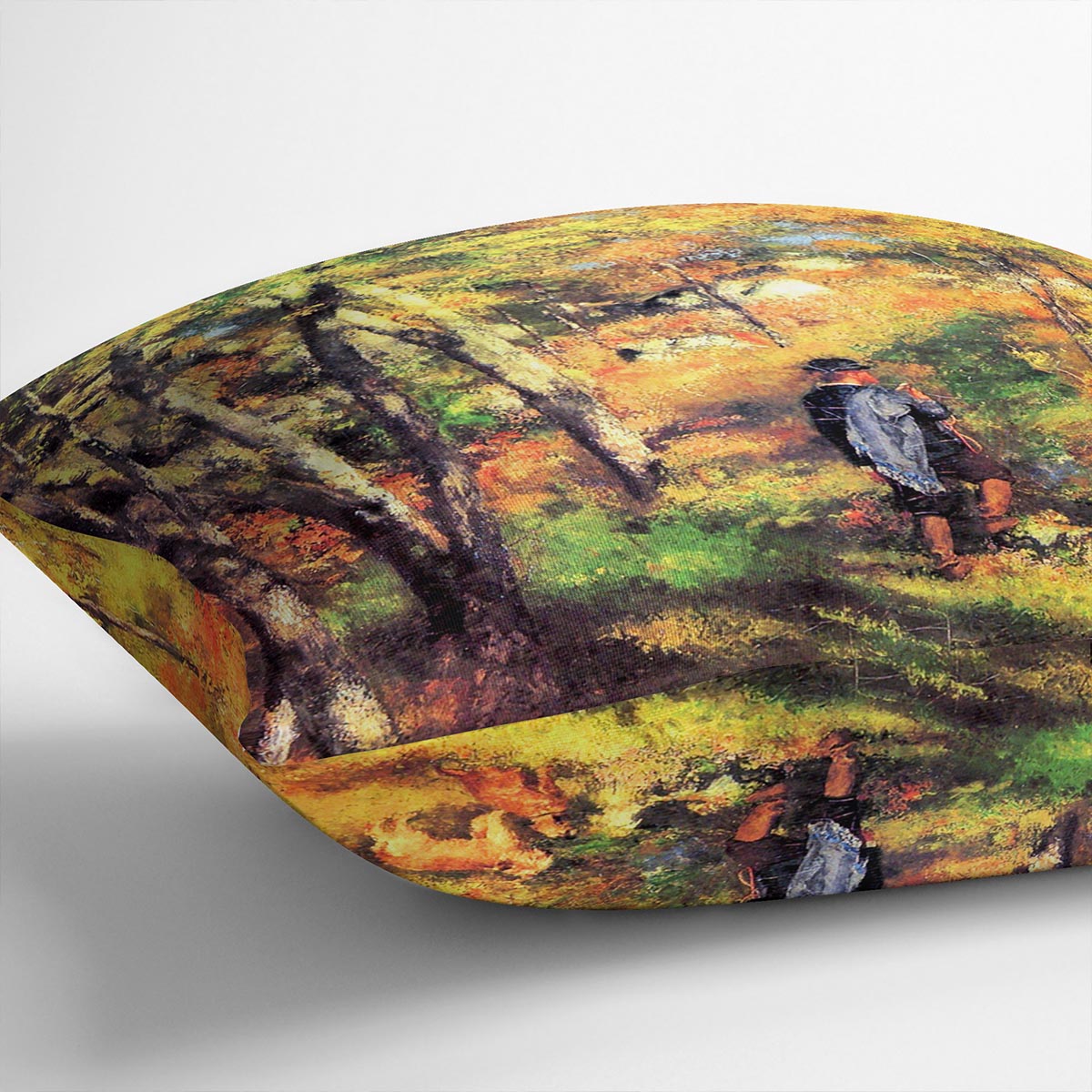 Jules le Coeur and his dogs by Renoir cushion featuring vibrant abstract design on luxurious vegan faux suede.