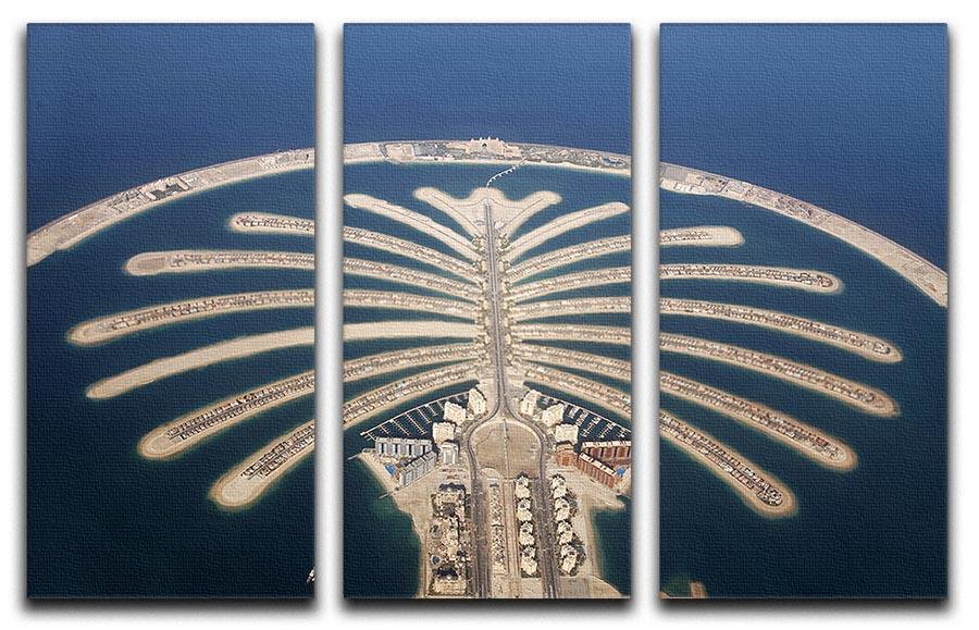 A beautiful 3-panel canvas print featuring the Jumeirah Palm Island, showcasing vibrant colors and intricate details.