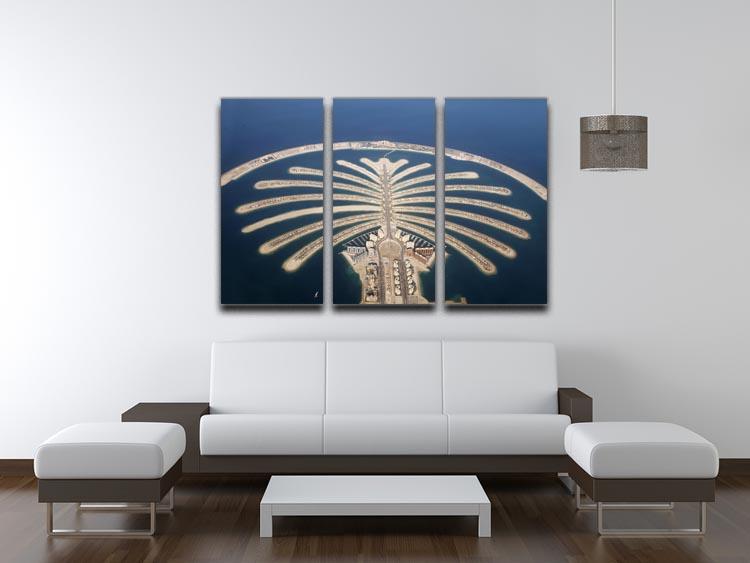 A beautiful 3-panel canvas print featuring the Jumeirah Palm Island, showcasing vibrant colors and intricate details.