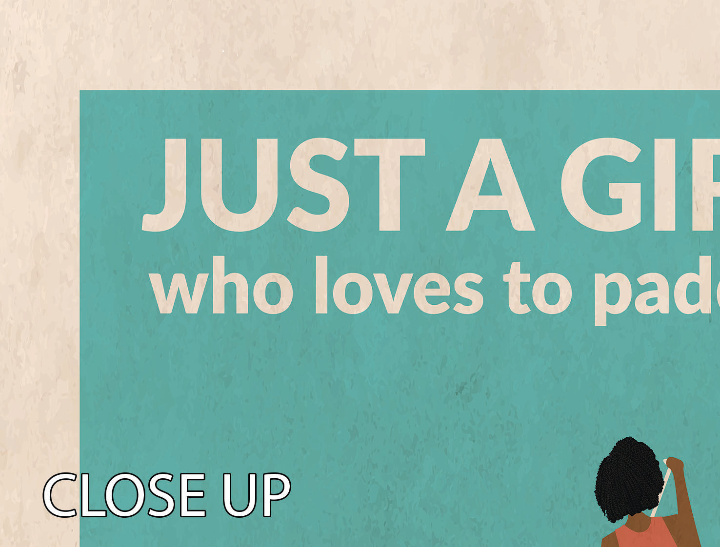 Three-panel canvas print featuring a girl paddling, showcasing vibrant colors and artistic design.