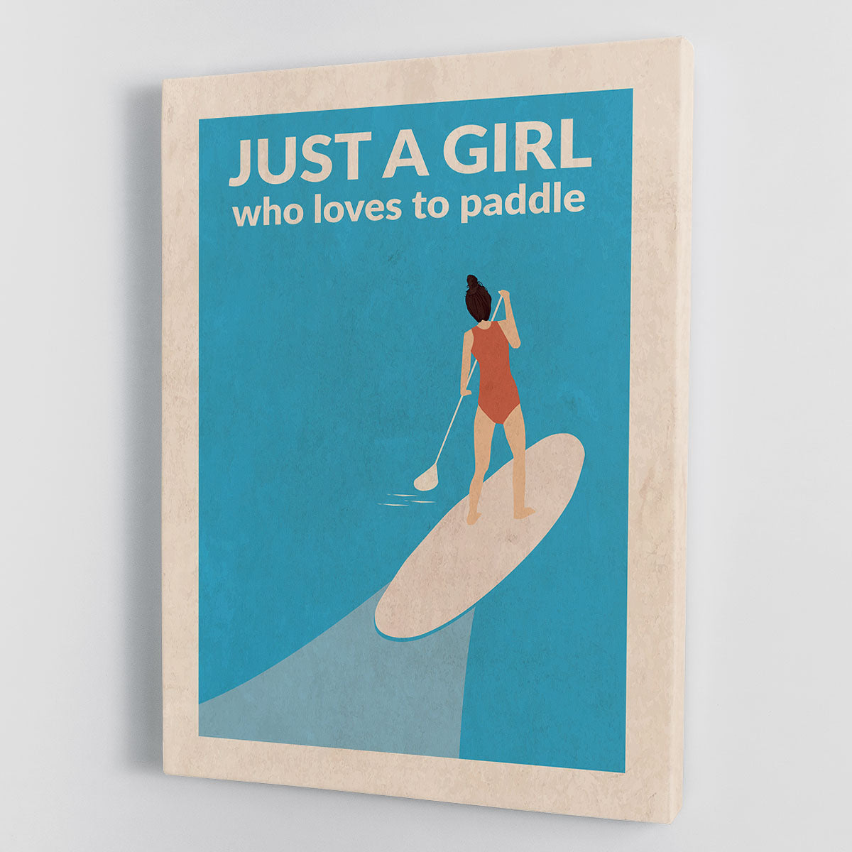 Canvas print featuring a girl paddling, showcasing adventure and love for water sports.