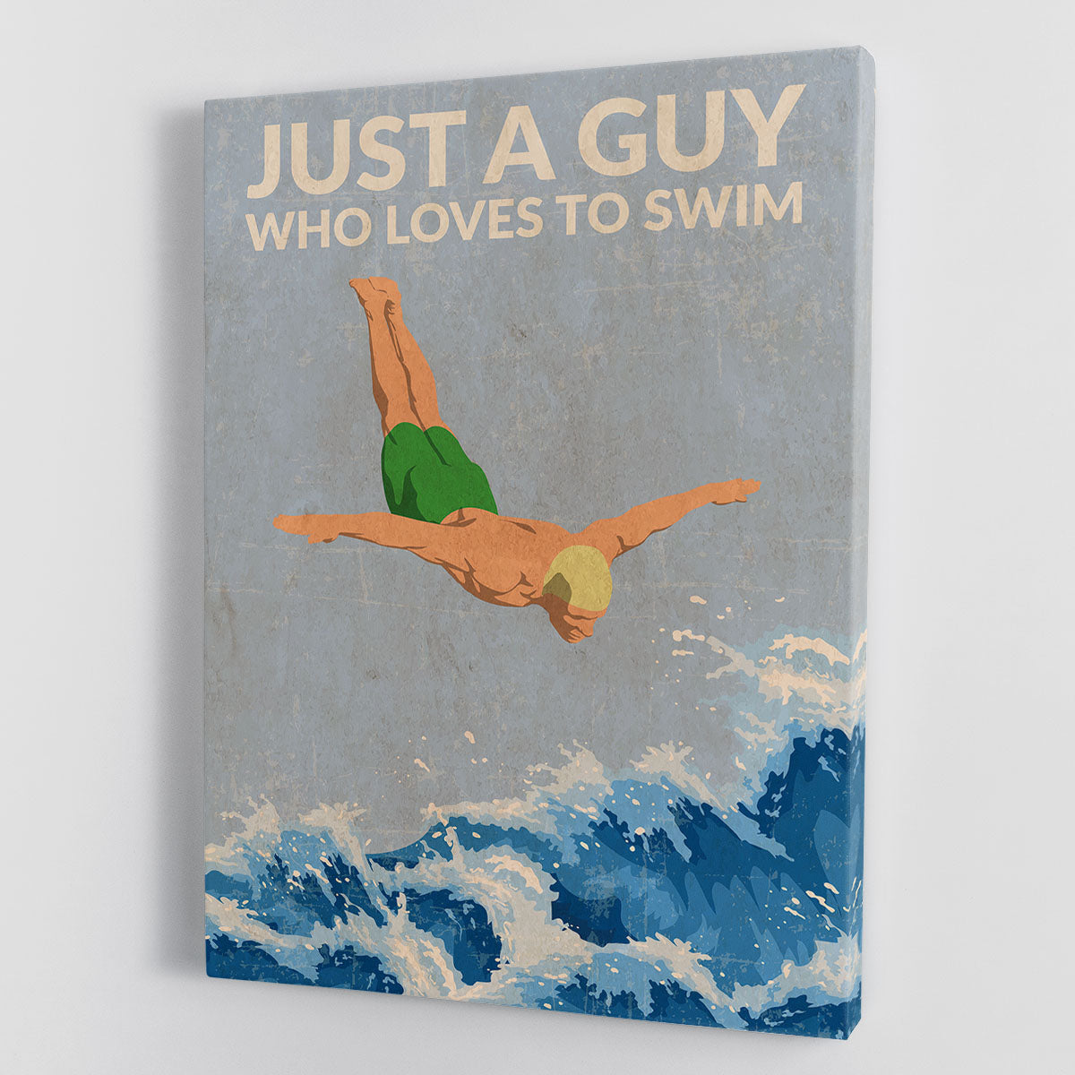 Canvas print featuring a guy swimming, perfect for swim enthusiasts and home decor.