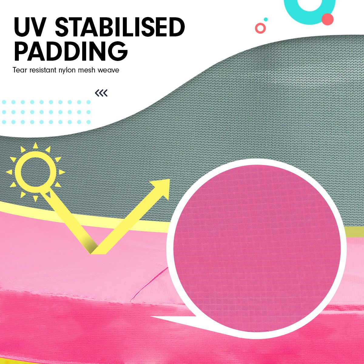 Kahuna 4.5ft trampoline with safety net and padded springs, designed for children's outdoor play.